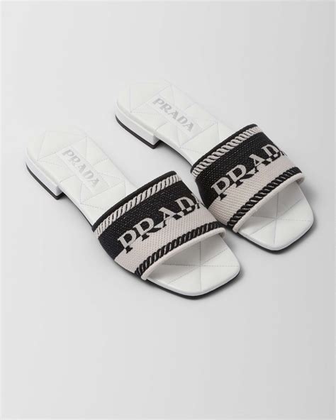 prada black for her|black and white Prada slides.